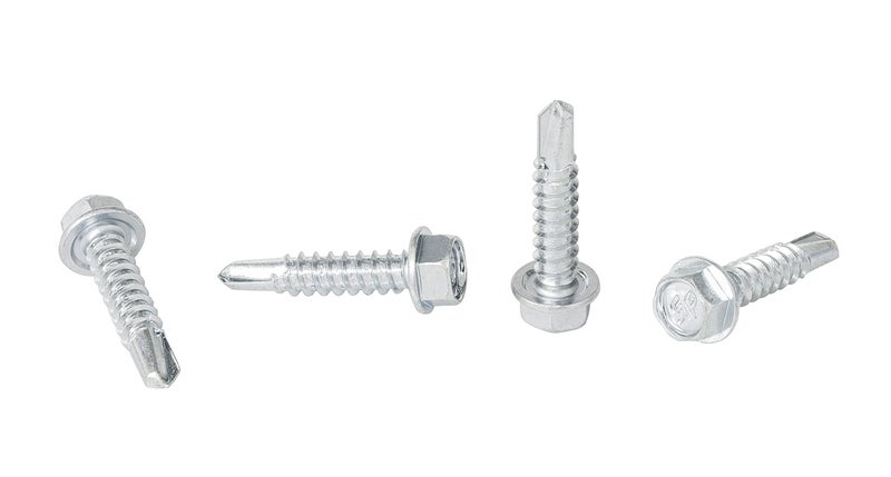 Strong-Point #12 x 1'' Hex Washer Head Self-Drilling Tek Screw Zinc Plated Steel for Attaches Sheet Metal Steel or Steel to Metal - Box of 100 - Image 1